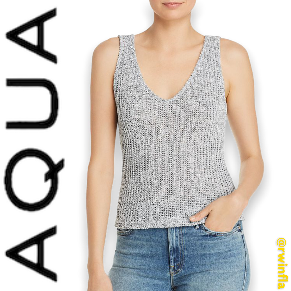 Aqua V-back Crochet Tank Small Summer Casual NWT